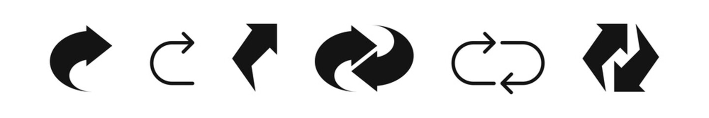 Aufkleber - Arrow rotate vector refresh icon, rotation loop black flat simple sign on white background.