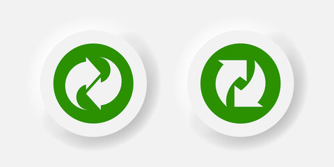 Poster - arrow rotate vector refresh icon neumorphism style button, rotation loop green symbol buttons.