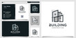 © mlangsen - Building logo with unique line art style and business card design Premium Vector