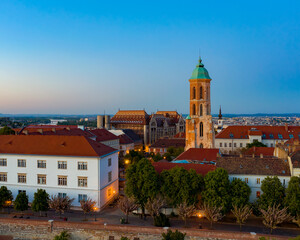 Wall Mural - Maria Magdolna tower  and The National Archives of Hungary In Budapest city. This amazing place is a part of the historical Buda castle district.