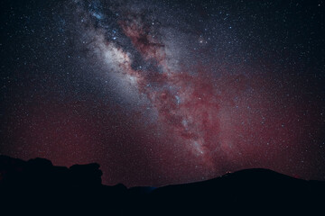 Stargazing at  Haleakala National Park, Maui, Hawaii. Starry night sky, Milky Way galaxy astrophotography.