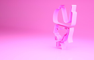 Sticker - Pink Ukrainian cossack icon isolated on pink background. Minimalism concept. 3d illustration 3D render.