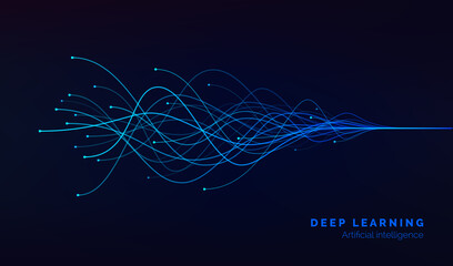 Leinwandbilder - Deep learning visualization. AI. artificial intelligence concept of neural networks. Wave equalizer. Vector illustration