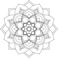 Easy Mandala coloring book simple and basic for beginners, seniors and children. Set of Mehndi flower pattern for Henna drawing and tattoo. Decoration in ethnic oriental, Indian style.