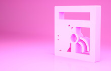Pink Broken Window Icon Isolated On Pink Background. Damaged Window. Beaten Windowpane Concept. Vandalism. Minimalism Concept. 3d Illustration 3D Render.
