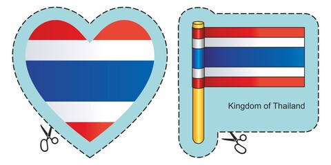 Wall Mural - Flag of Thailand. Vector cut sign here, isolated on white. Can be used for design, stickers, souvenirs.