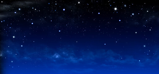 Wall Mural - nebula and stars in night sky - blue space background