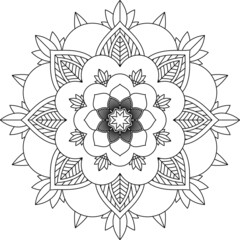 Easy Mandala coloring book simple and basic for beginners, seniors and children. Set of Mehndi flower pattern for Henna drawing and tattoo. Decoration in ethnic oriental, Indian style.