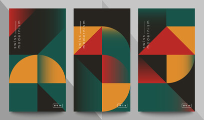 Wall Mural - Swiss modernism banners set. Minimal graphic design.  Simple geometric shapes and forms.