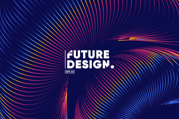 Fototapete - Gradient lines composition background. Future, Technology, Big data, Science  theme template. Eps10 vector.