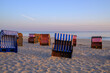 wicker beach chairs on a beach at the baltic sea in usedom, germany