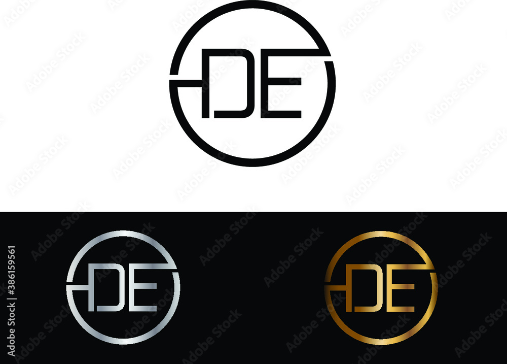 DE Circular Letter Logo with Circle Design and Black red gold color ...