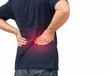 © kwanchaichaiudom - Back side of man suffering from backache isolated on white background,
