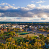 Fototapeta Miasto - Lahti, Finland. Autumn colors from air. 2020