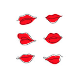 Fototapeta Pokój dzieciecy - Contour line illustration of lips for  beauty salons, cosmetics. 