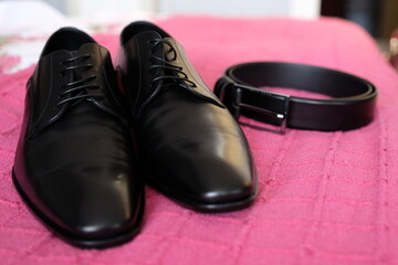 black leather shoes