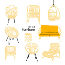 Rattan Furniture Vector Illustration
