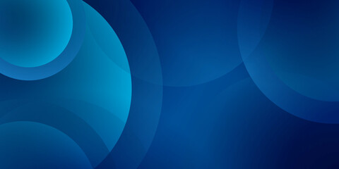 Abstract futuristic dark blue banner with a gradient circle shapes and blur 