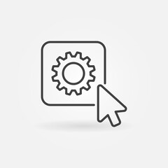 Poster - mouse cursor on buttor with gear linear vector concept icon or symbol