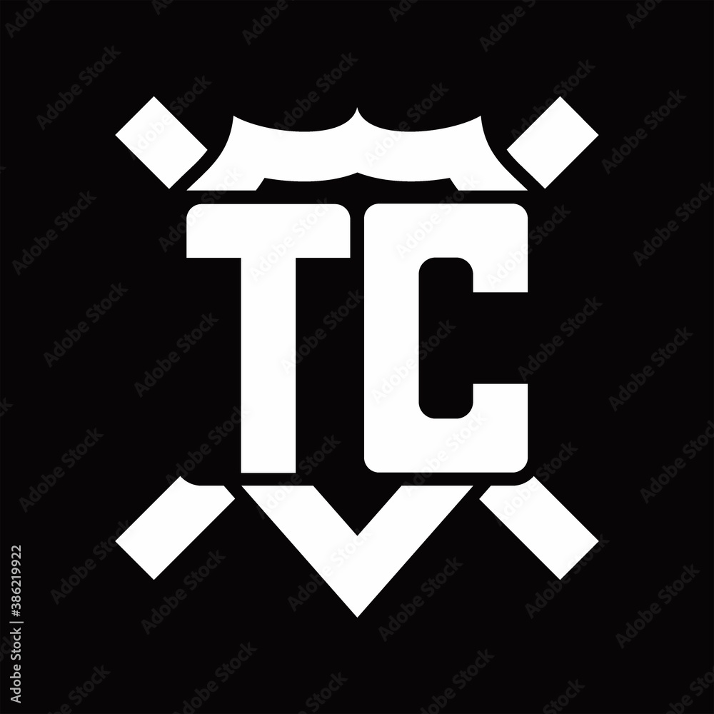 TC Logo monogram isolated on shield shape with rounded line Stock ...