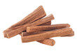 Pile of sandalwood sticks isolated on a white background. Chandan or sandalwood.