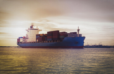 Logistics and transportation of Container Cargo ship