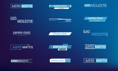 Poster - Callouts texts,titles Title call out labels callout marketing boxes lower third bars, business categories layout vector isolated. Futuristic set frame or advertising communication. Vector illustration
