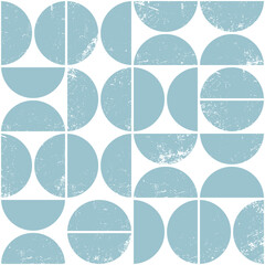 Wall Mural - Monochrome geometric seamless pattern in Scandinavian style. Modern abstract grunge background with semicircles.