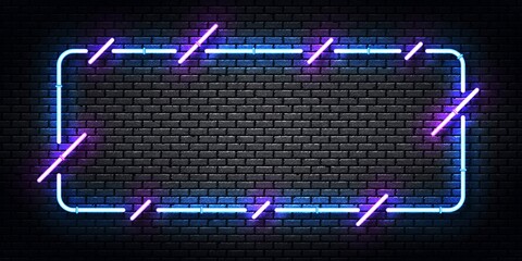 Sticker - Vector realistic isolated neon sign of blue and purple frame for template and layout.
