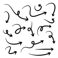 Fototapete - Handmade arrows doodle. Hand drawn sketch symbols set direction mark on a white background. vector illustration graphic design elements