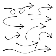 Fototapete - Handmade arrows doodle. Hand drawn sketch symbols set direction mark on a white background. vector illustration graphic design elements