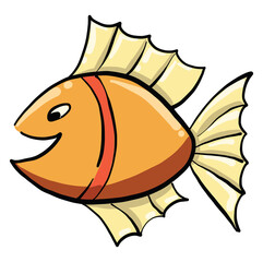 Sticker - Orange fish, illustration, vector on white background