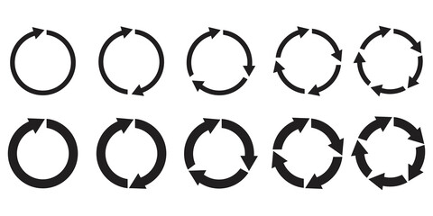 Poster - Round sign. Circular arrows. Set of different circles with arrows. Reload and infographic symbol. Vector illustration. Stock image.