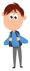 Poster - Boy going to school, illustration, vector on white background.