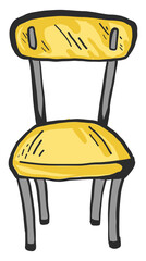 Sticker - Yellow chair, illustration, vector on white background.