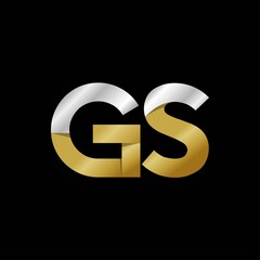 GS initial letter logo, simple shade, gold silver color