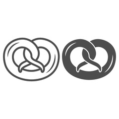 Aufkleber - Pretzel line and solid icon, Oktoberfest concept, German Traditional Bakery Food sign on white background, pretzel salty snack icon in outline style for mobile concept and web design. Vector graphics.