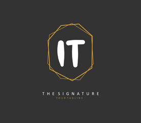 Wall Mural - I T IT Initial letter handwriting and signature logo. A concept handwriting initial logo with template element.