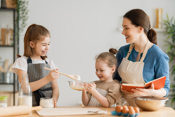 Wall Mural - family are preparing bakery together