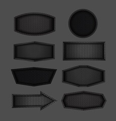 Modern dark black metal steel sign board label plate carbon fiber texture background, Vector illustrations design