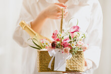Flower Basket Bouquet Using As Background Florist Flower Shop