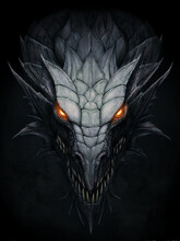 Dark Dragon In Stone Background