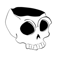 Scull Outline Cartoonish. Caricature Skull Without Top.