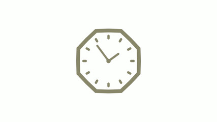 Counting down yellow gray clock icon on white background, 12 hours clock icon