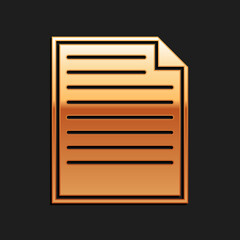 Poster - Gold Document icon isolated on black background. File icon. Checklist icon. Business concept. Long shadow style. Vector.