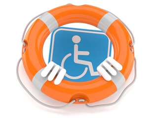 Wall Mural - Handicapped character inside life buoy