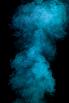 Fototapete - Blue smoke texture on black background