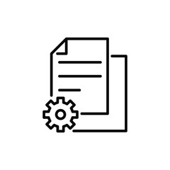 Fototapete - Setting document file line icon. Cog, gear, industrial, machine, wheel thine line on white background. Vector illustration eps10.