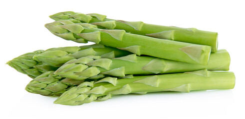 Wall Mural - Fresh green asparagus isolated on white background