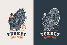Turkey Bird Vintage Silhouette Logo.